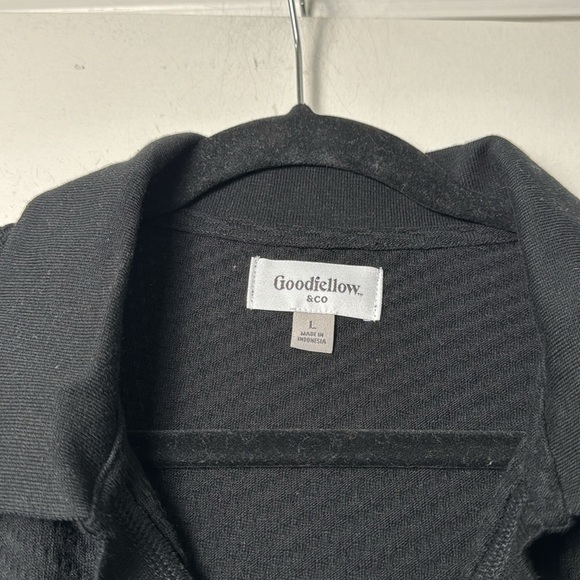 Goodfellow & Co Men's Cotton Blend Textured V-Neck Black Polo Size Large - Picture 3 of 6